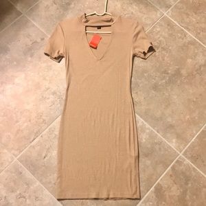 Forever 21 Bodycon tan Turtleneck dress